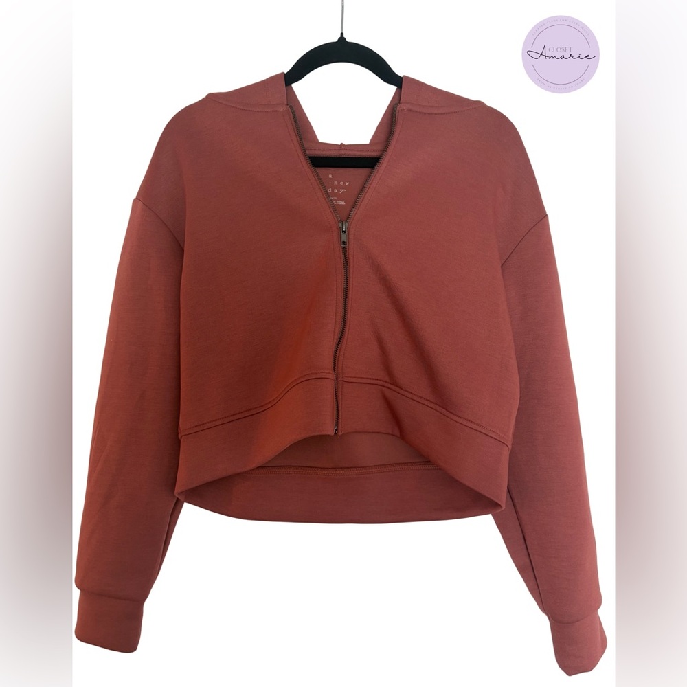 A New Day Cropped Zip-Up Hoodie | Burnt Orange | Small | Never Worn, No Tags